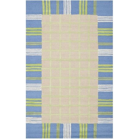 SAFAVIEH 5 x 8 ft. Medium Rectangle Novelty Kids Taupe and Blue Hand Tufted Rug SFK320A-5
